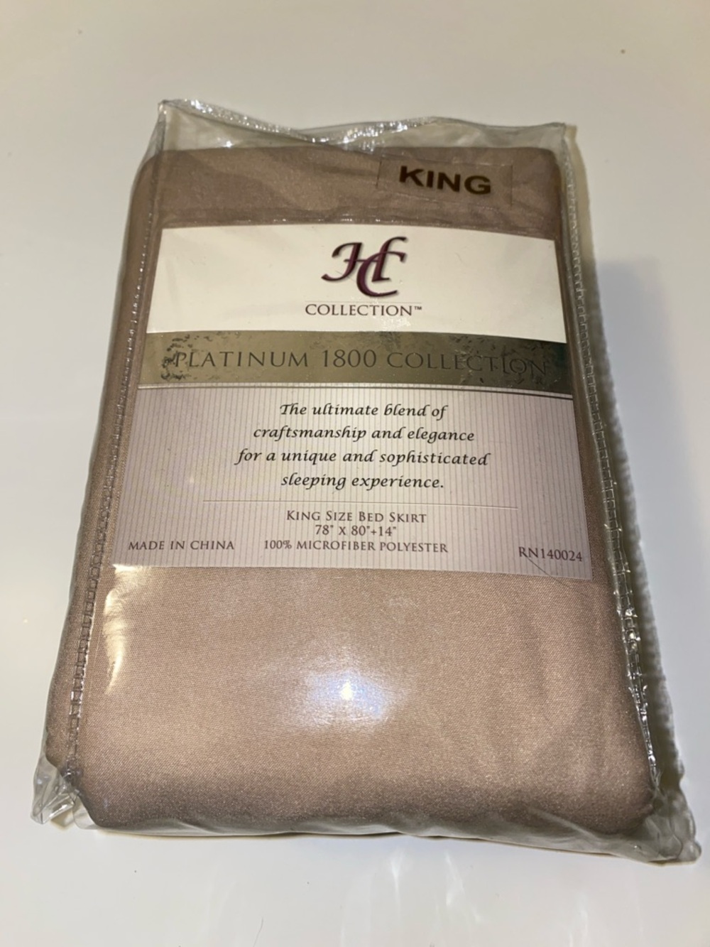 HC Collection Beige King Bed Skirt Dust Ruffle 14" Drop Tailored Microfiber New